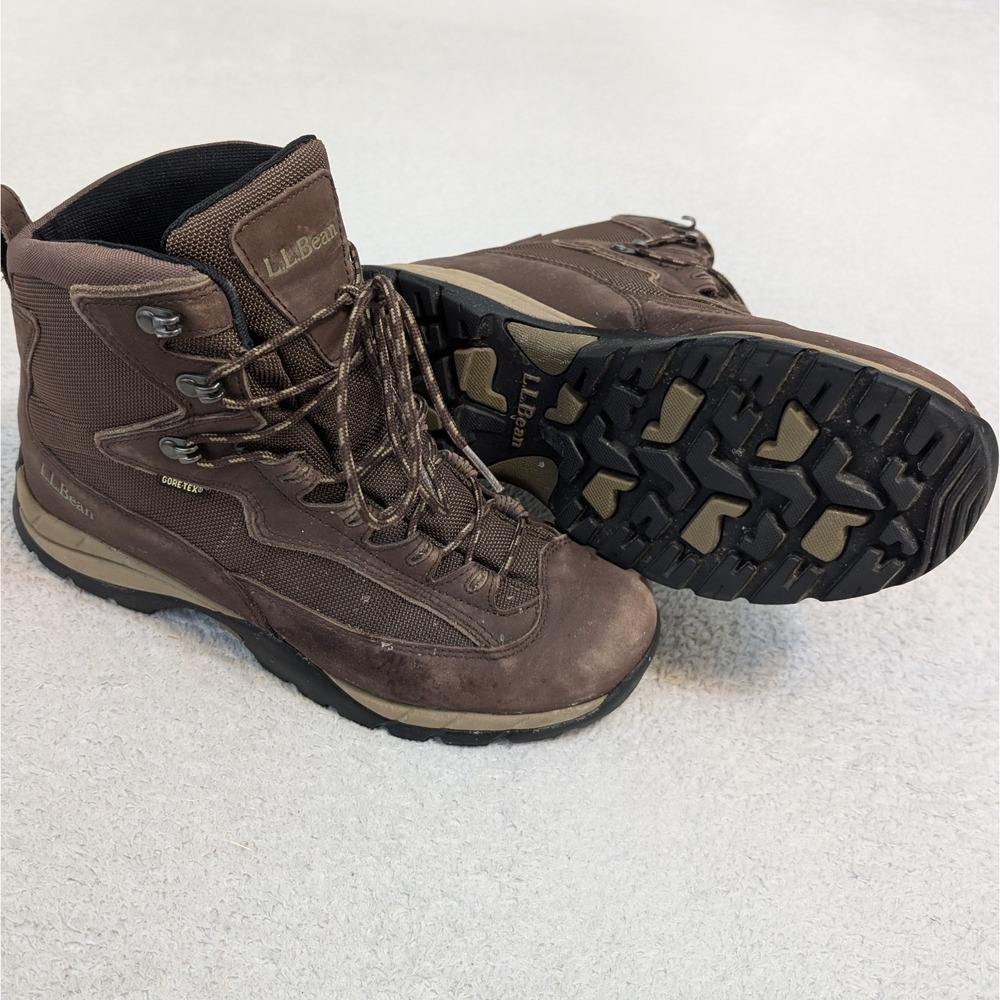 LL‎ Bean Men's Brown Leather Gore-tex Sole Insulated Hiking Boots Size 10 Wide